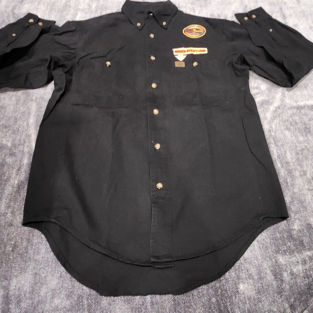 Wrangler RIGGS Workwear Shirt Mens XL Black Room2Move Long Sleeve Utility Button
